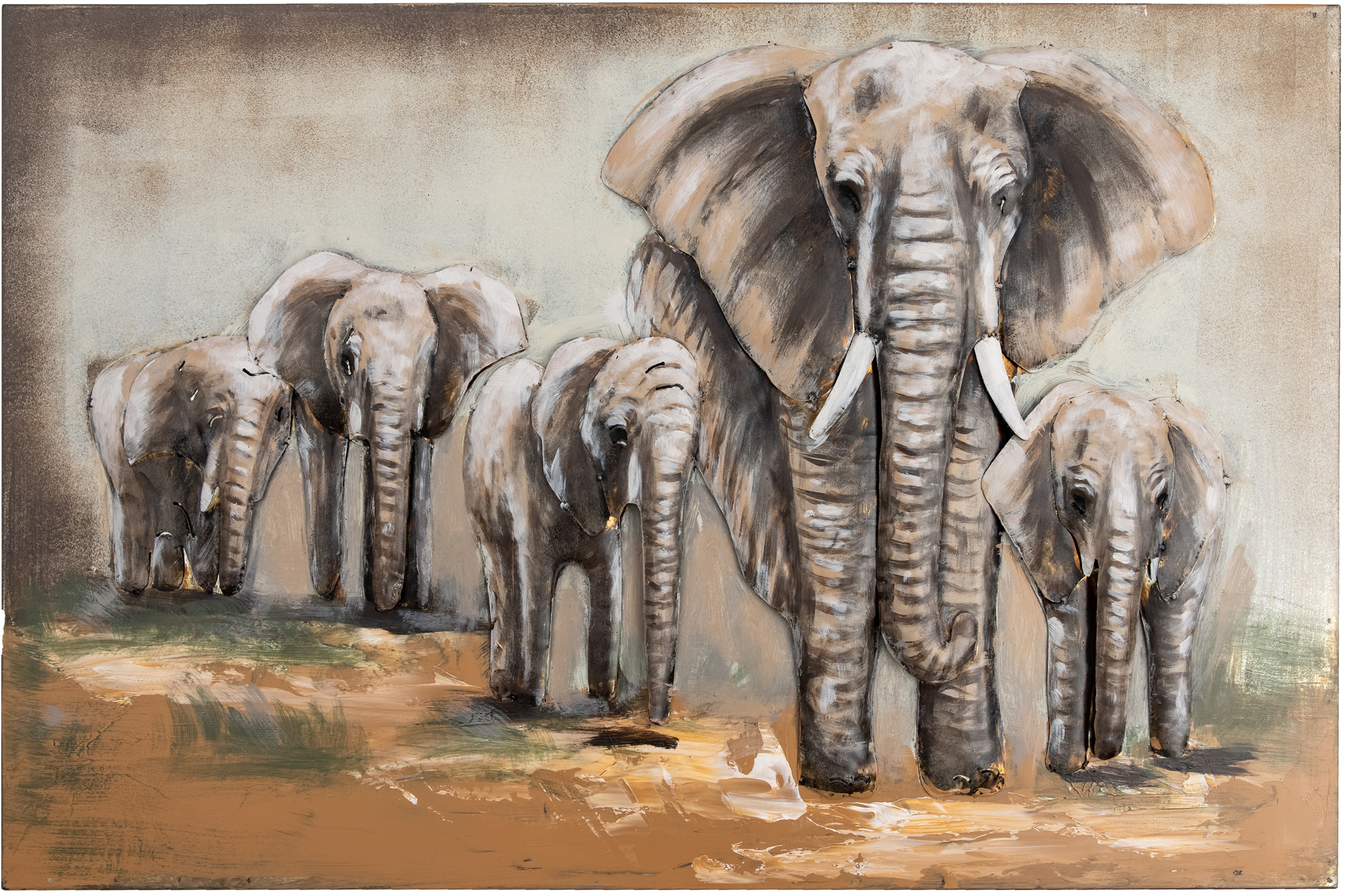 3D Metal wall art 'Elephants in Africa'Wall decorationPainting 47x31x2i... 3D Metal wall art 'Elephants in Africa'Wall decorationPainting 47x31x2i...