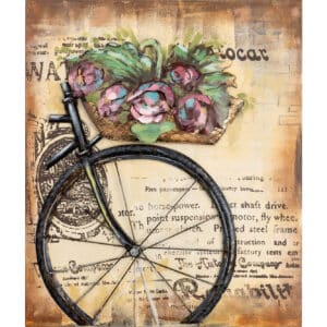 3D Metal Wall Art - Bicycle with Flowers C0298