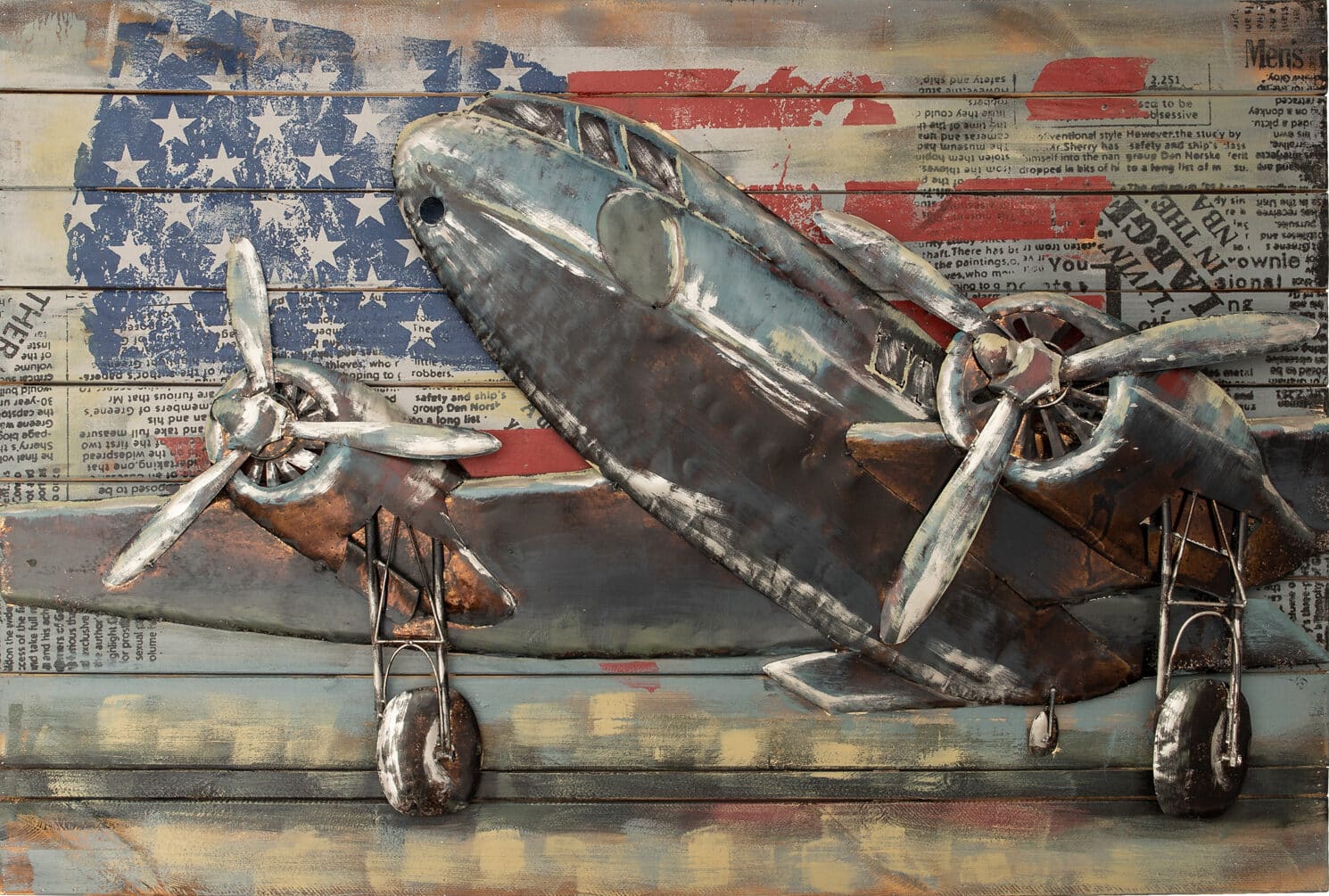 3D Metal Wall Art Plane GC10009 Hand Crafted Hand Painted