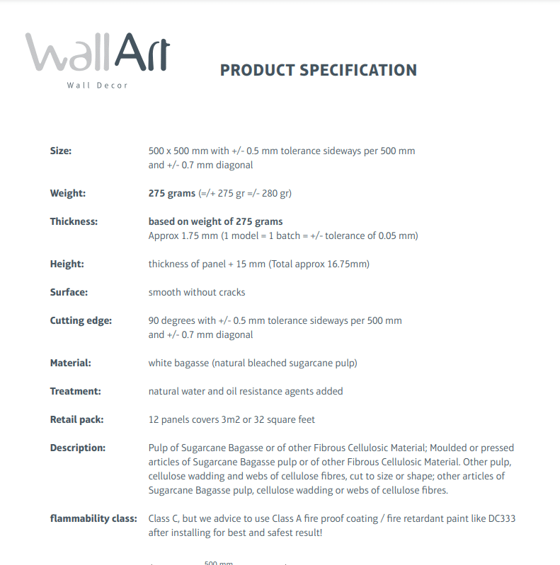 Product Specifications