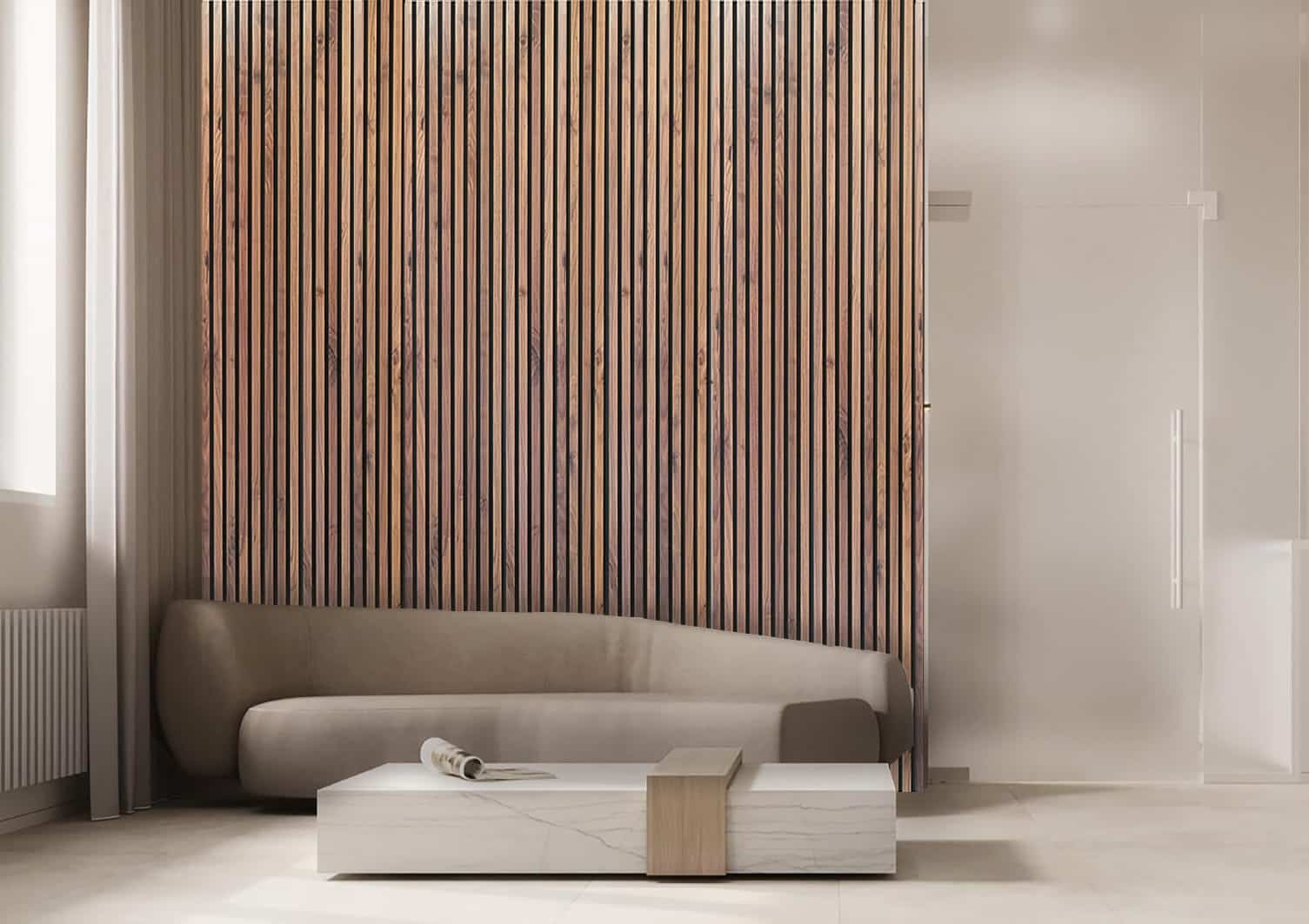 Acoustic Wood Slat Panels - Walnut SL-W01 - Slat Wall and Ceiling